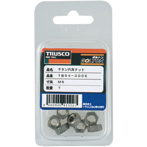 ＴＲＵＳＣＯ　六角ナット１種　チタン強度Ｔｉ２　サイズＭ３Ｘ０．５　８個入　TB94-0003　1 PK
