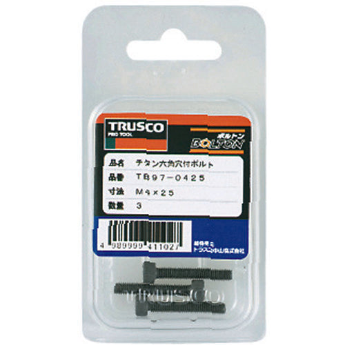 ＴＲＵＳＣＯ　六角穴付ボルト　チタン　強度Ｔｉ２　全ネジ　Ｍ４Ｘ６　５本入　／キャップボルト（ＣＡＰ）　TB97-0406　1 PK