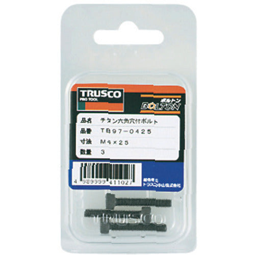 ＴＲＵＳＣＯ　六角穴付ボルト　チタン　強度Ｔｉ２　全ネジ　Ｍ５Ｘ２５　３本入　／キャップボルト（ＣＡＰ）　TB97-0525　1 PK