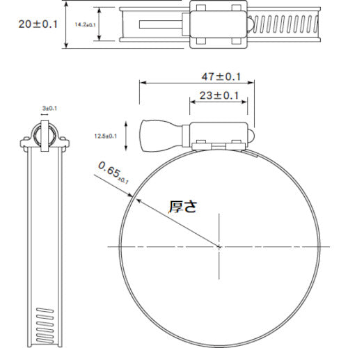 ＴＲＵＳＣＯ　ホースクランプ　オールＳＵＳ　手締めタイプ　１４．２ｍｍ　５１〜７６ｍｍ　TAKC-5176　1 箱