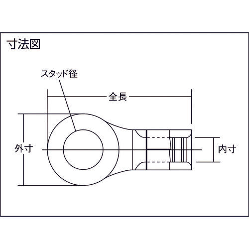 ＴＲＵＳＣＯ　裸圧着端子丸形φ３．２長さ１２．０　（７０個入）　T-R1.25-3　1 PK