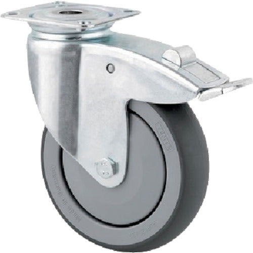 Tente Caster Plate-type Caster "AGILA" (Elastomer Wheel) φ125 Swivel (with Total Lock) 2477PJP125P50 1 pc