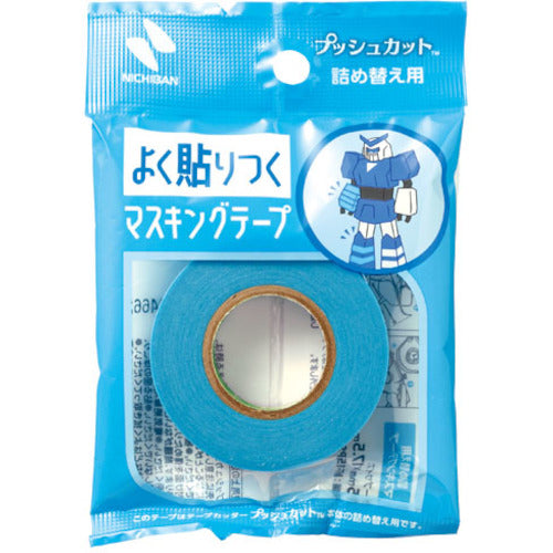 ニチバン　テープカッター　プッシュカット　詰替え用マスキングテープ　青色　MT-15PS　1 巻