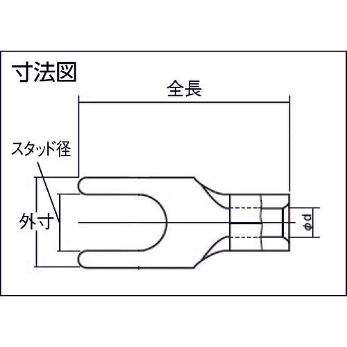 ＴＲＵＳＣＯ　裸圧着端子先開形φ３．２長さ１６．０　（５０個入）　T-1.25Y-3N　1 PK