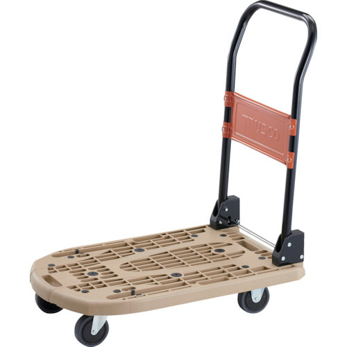 ＴＲＵＳＣＯ　樹脂台車　カルティオ（スチールハンドルタイプ）折畳　７８０Ｘ４９０　ライトサンド　ブレーキなし　MPK-720-LS　1 台