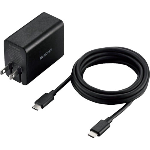 ELECOM AC Adapter for Notebook PCs PD Certified 65W Type-C1 Port GaN C-C Cable Black ACDC-PD1265BK 1 pc