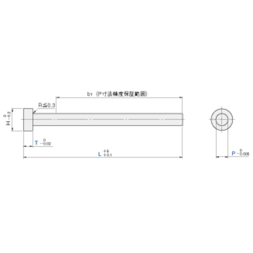 ＴＲＵＳＣＯ　精密ストレートエジェクタピン　軸径３×全長１５０×ツバ厚４　T-EPH3-150-4　1 本