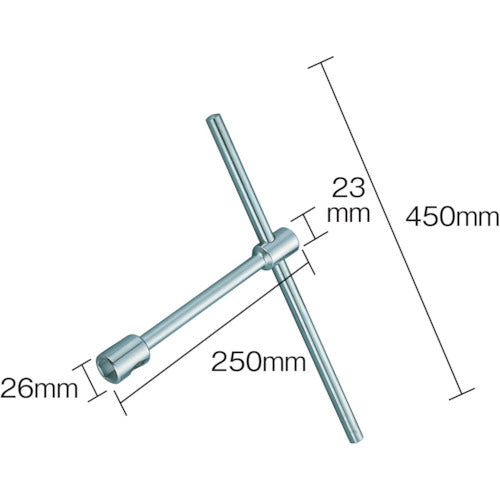 TONE 양구 호일 너트 렌치 대변 치수 23×26 HW-2326 1개