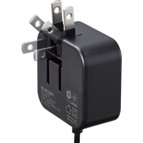 ELECOM AC Charger 2.4A Output USB-C Cable Integrated 1.5m Black MPA-ACC20BK 1 pc