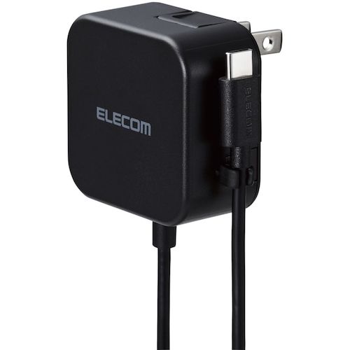 ELECOM AC Charger 2.4A Output USB-C Cable Integrated 1.5m Black MPA-ACC20BK 1 pc