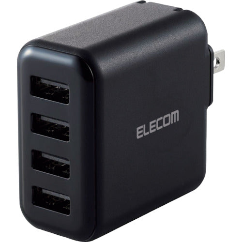 ELECOM AC Charger 4.8A Output USB-A Female 4 Ports Black MPA-ACU13BK 1 pc