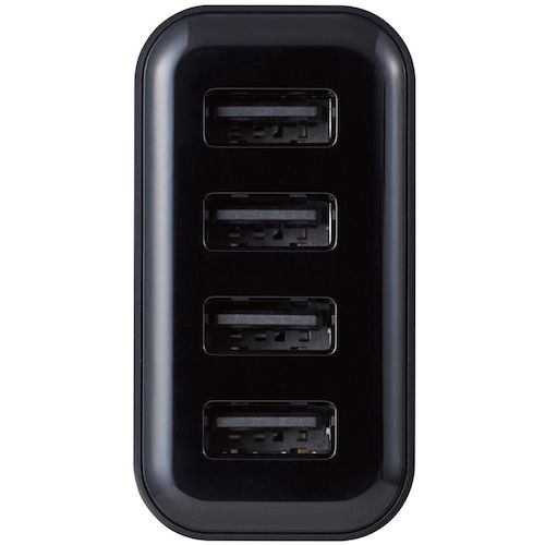 ELECOM AC Charger 4.8A Output USB-A Female 4 Ports Black MPA-ACU13BK 1 pc