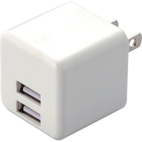 ELECOM AC Charger 2.4A Output USB-A Female 2 Ports Cube Type White MPA-ACU11WH 1 pc