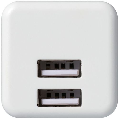 ELECOM AC Charger 2.4A Output USB-A Female 2 Ports Cube Type White MPA-ACU11WH 1 pc