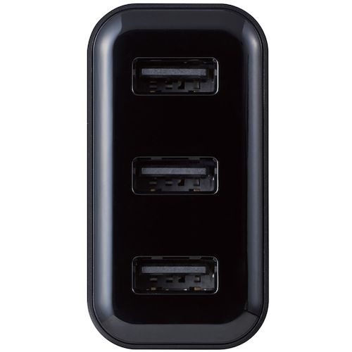 エレコム　ＡＣ充電器　３．６Ａ出力　ＵＳＢ−Ａメス３ポート　ブラック　MPA-ACU12BK　1 個