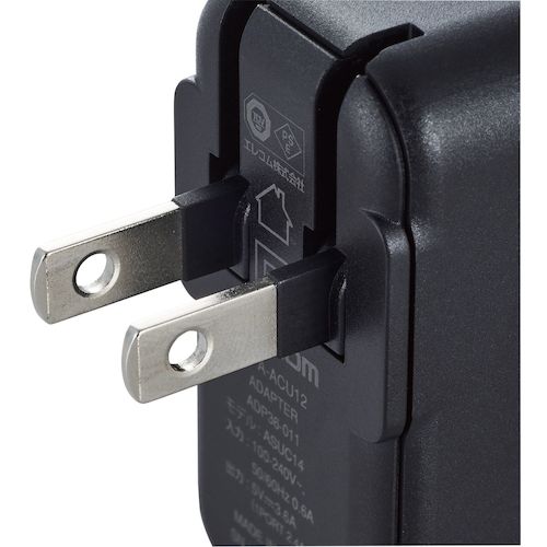 エレコム　ＡＣ充電器　３．６Ａ出力　ＵＳＢ−Ａメス３ポート　ブラック　MPA-ACU12BK　1 個
