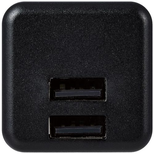 ELECOM AC Charger 2.4A Output USB-A Female 2 Ports Cube Type Black MPA-ACU11BK 1 pc