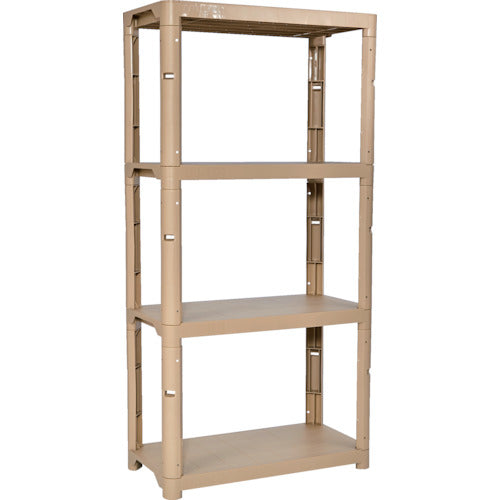 TRUSCCO 플라스틱 선반 높이 1800-4단 타입 코너 캡 4개 부착 라이트 샌드 TPT-6344C-LS 1대