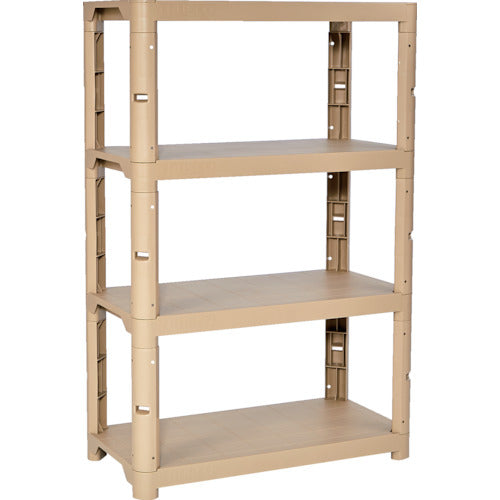 ＴＲＵＳＣＯ　プラ棚　高さ１３７１−４段タイプ　コーナーキャップ４個付　ライトサンド　TPT-5344C-LS　1 台