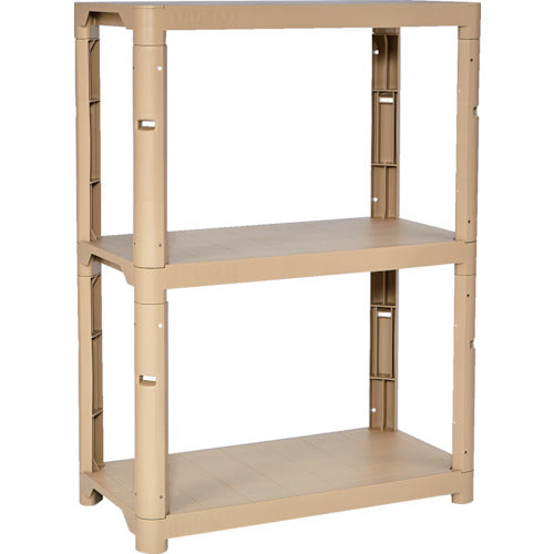 TRUSCO Plastic Shelf, Height 1229, 3 Tier Type, Comes with 4 Corner Caps, Light Sand, TPT-4343C-LS, 1 Unit