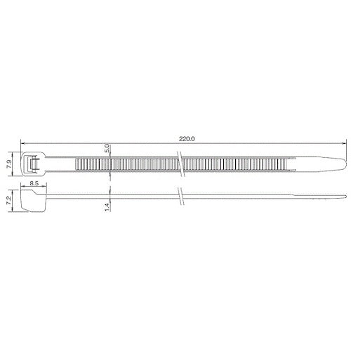 ＴＲＵＳＣＯ　【売切廃番】　ＰＥＥＫ結束バンド　全長２２０ｍｍ引張強度４９０．０Ｎ（１００本入）　TPK-220SH　1 袋