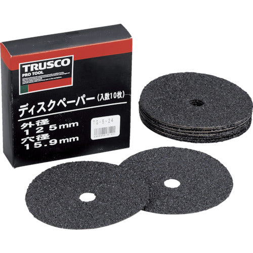 ＴＲＵＳＣＯ　ディスクペーパー５型　Φ１２５Ｘ１５．９　＃１４　（１０枚入）　TG5-14　1 箱