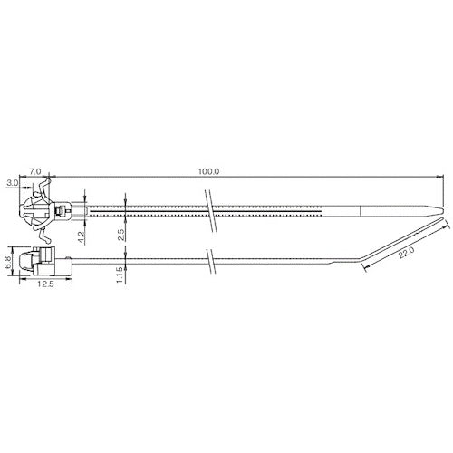 TRUSCO 【매진 폐번】 재사용 마운트 타이 설치 구멍 직경 φ4.8 설치 판 두께 2.4mm 전체 길이 107mm TSKB-102PWD 1 봉지