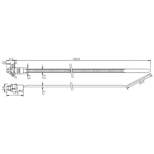 TRUSCO 【매진 폐번】 재사용 마운트 타이 설치 구멍 직경 φ3.5 설치 판 두께 1.8mm 전체 길이 105.5mm TSKB-101PSD 1 봉지
