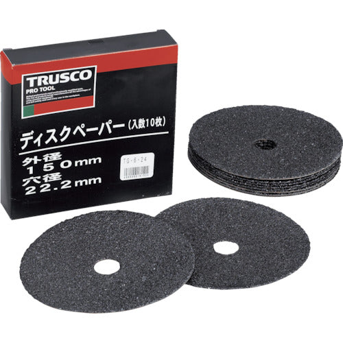 ＴＲＵＳＣＯ　ディスクペーパー６型　Φ１５０Ｘ２２．２　＃１００　（１０枚入）　TG6-100　1 箱