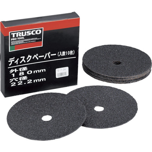 ＴＲＵＳＣＯ　ディスクペーパー７型　Φ１８０Ｘ２２．２　＃１４　（１０枚入）　TG7-14　1 箱