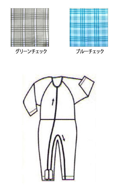 Manraku 2-type nightgown LL / 1002 Blue check 1 piece