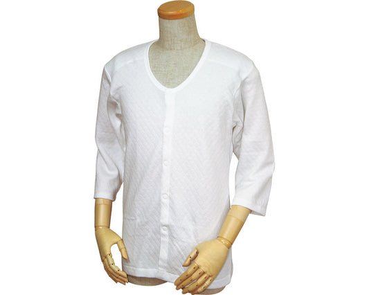 キルト八分袖前開きシャツ（ワンタッチテープ式）　紳士用 / W460　白　LL　1 枚