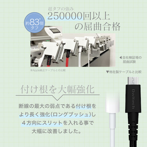 Ｏｗｌｔｅｃｈ　ｍｉｃｒｏＵＳＢケーブル２５万回の屈曲試験をクリア断線に強いブラック２００ＣＭ　OWL-CBAMA20-BK　1 個