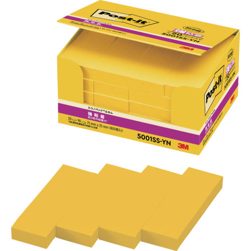 3M 포스트·잇 강 점착 75X25mm 90장 X20 패드 옐로우 5001SS-YN 1 PK