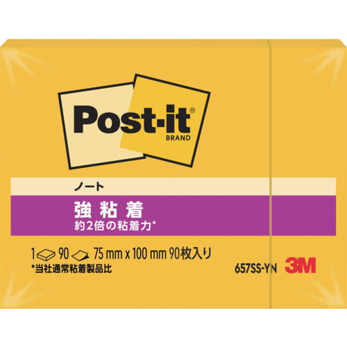 3M Post-it Strong Adhesive Notes 75 x 100 mm 90 Sheets Yellow 657SS-YN 1 PK