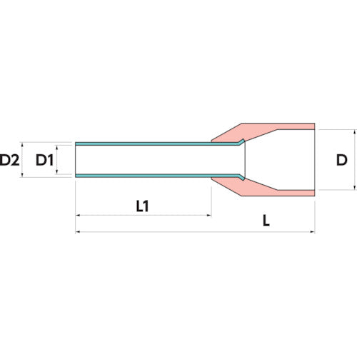 ＴＲＵＳＣＯ　フェルール圧着端子　絶縁スリーブ付き　ツインタイプ　１．０−８　１００個入　FTT1008-R　1 袋