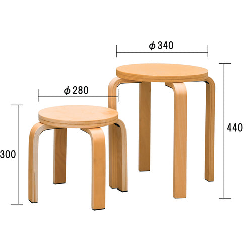 ＴＲＵＳＣＯ　木製丸椅子ロー　２８０Φ　ナチュラル　TSHSC280-N　1 脚