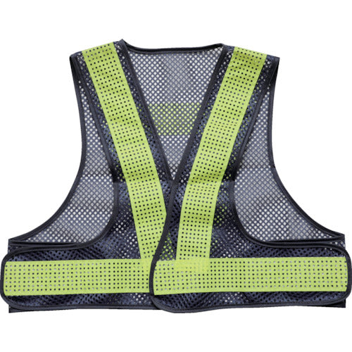 TRUSCO Mesh Safety Vest, Short Length, Navy Blue/Yellow, Length 420mm, TMVS-BY, 1 Piece