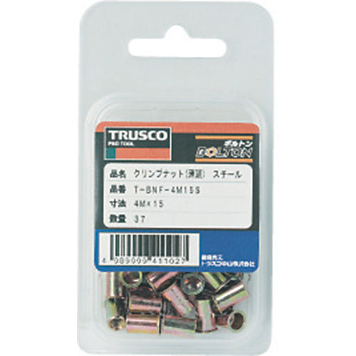 ＴＲＵＳＣＯ　クリンプナット薄頭スチール　板厚４．０　Ｍ１０Ｘ１．５　（１４個）　T-BNF-10M40S　1 PK