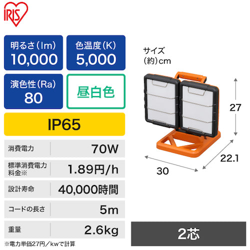 ＩＲＩＳ　５３７８５９　ＰＲＯＬＥＤＳ　ＬＥＤワークライトワイドパネル（防水仕様）ベースタイプ　ＬＷＴ−１００００Ｂ−ＷＰ　LWT-10000B-WP　1 台