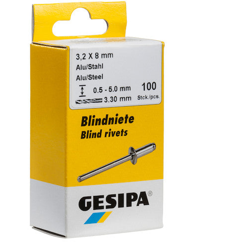 게시파 리필용 리벳 PolyGrip[[R상]] 알루미늄/스틸제 100개들이 Φ3.2mm×8mm 1433846 1상자