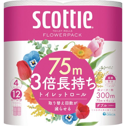 Crecia Toilet Paper Scotty Flower Pack 3x Long Lasting 4 Rolls Double (22767/22775) 22775 1 PK