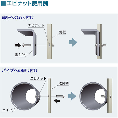 エビ　ブラインドナット“エビナット”（薄頭・アルミ製）　エコパック　板厚３．２　Ｍ８Ｘ１．２５（１５個入）　NAK8MP　1 PK