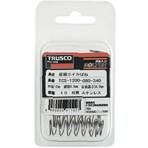 ＴＲＵＳＣＯ　【売切り廃番】ＴＲＵＳＣＯ　圧縮コイルばね　Ｄ２．５０Ｘｄ０．２６ＸＬ１７．０　２０個入　TCS250-026-170　1 PK