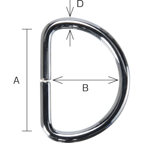 TRUSCO D-ring, steel, 3 x 25 mm, 20 pieces, TFDL3-25-20P, 1 bag