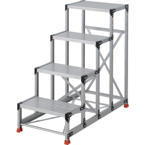 ＴＲＵＳＣＯ　作業用踏台　４段　　ステップ奥行３００　高さ１．２ｍ　天板６００Ｘ４００　TSF-463012　1 台