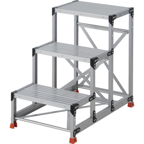 ＴＲＵＳＣＯ　作業用踏台　３段　　ステップ奥行３００　高さ０．９０ｍ　天板６００Ｘ４００　TSF-36309　1 台