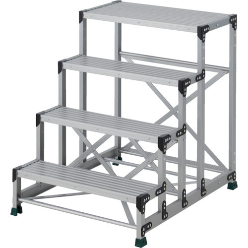 ＴＲＵＳＣＯ　作業用踏台　４段　　ステップ奥行２００　高さ１．０ｍ　天板８００Ｘ４００　TSF-4810　1 台