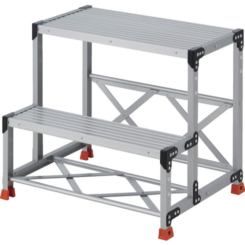 ＴＲＵＳＣＯ　作業用踏台　２段　　ステップ奥行２００　高さ０．７０ｍ　天板８００Ｘ４００　TSF-287　1 台