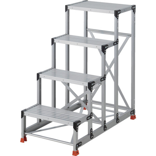 ＴＲＵＳＣＯ　作業用踏台　４段　　ステップ奥行２５０　高さ１．２ｍ　天板６００Ｘ４００　TSF-462512　1 台